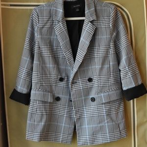 Halogen Long Plaid Blazer